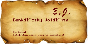 Benkóczky Jolánta névjegykártya